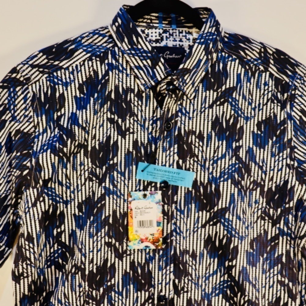 Robert Graham, Maison Floral Curved Hem. Tailored Fit. Shirt. Size M NWT